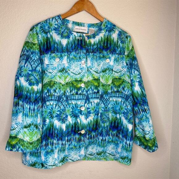 Alfred‎ Dunner Women's Jacket Multicolor Size 12 3/4 Sleeve Button Closure - Picture 1 of 15